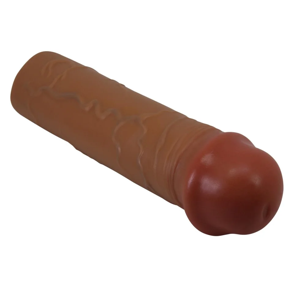 #12029 - 2,5 cm Dolgulu Premium Melez Rengi Silikon Penis Kılıfı - Nile