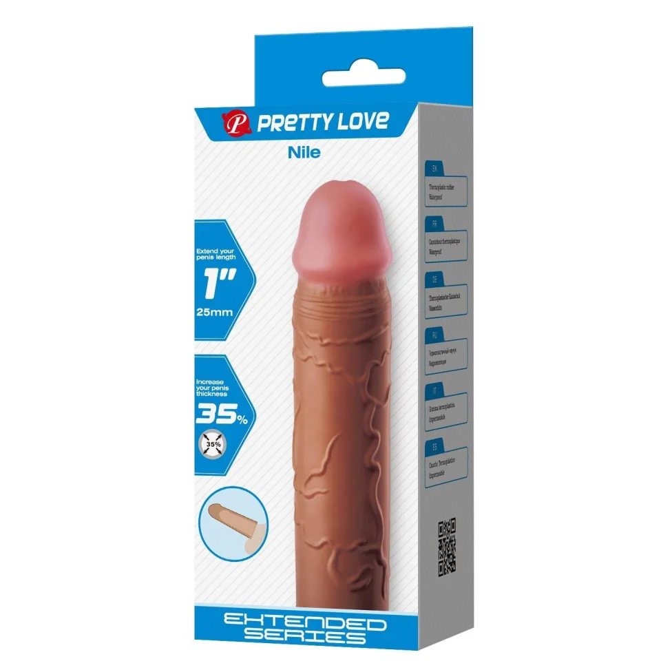 #12028 - 2,5 cm Dolgulu Premium Melez Rengi Silikon Penis Kılıfı - Nile