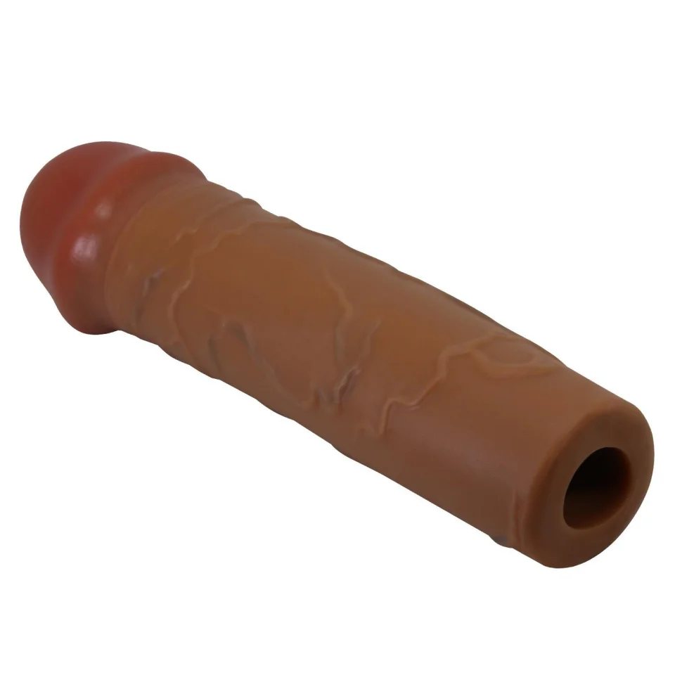 #12032 - 2,5 cm Dolgulu Premium Melez Rengi Silikon Penis Kılıfı - Nile