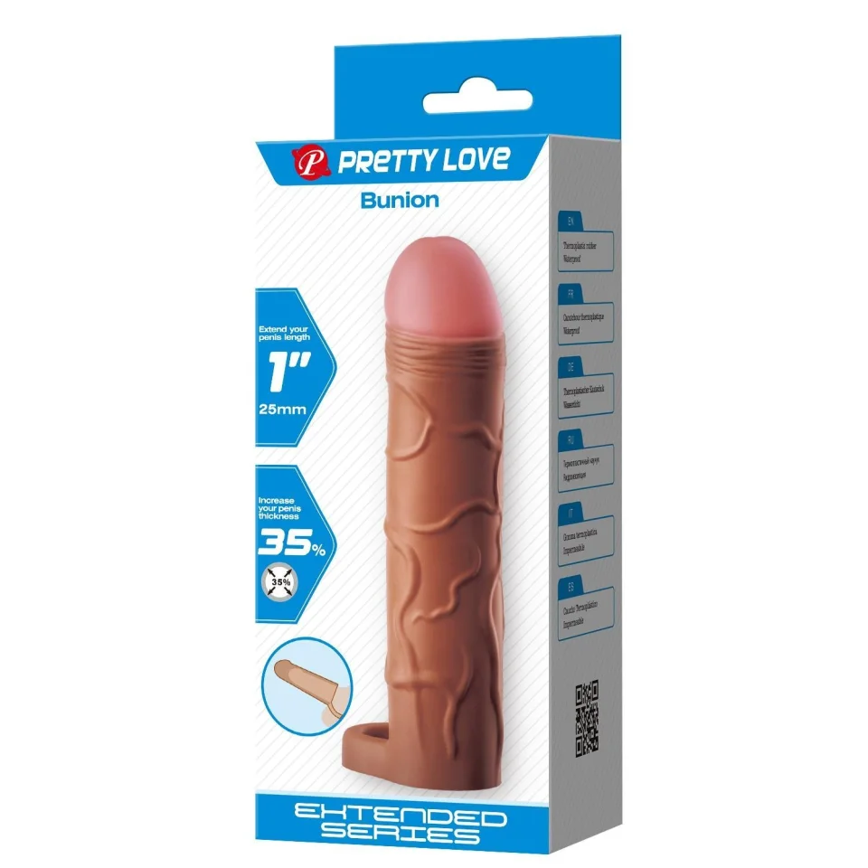 #12035 - 2,5 cm Dolgulu Melez Rengi Silikon Halkalı Penis Kılıfı - Bunion