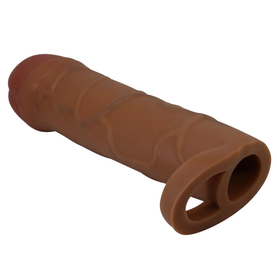 #12036 - 2,5 cm Dolgulu Melez Rengi Silikon Halkalı Penis Kılıfı - Bunion