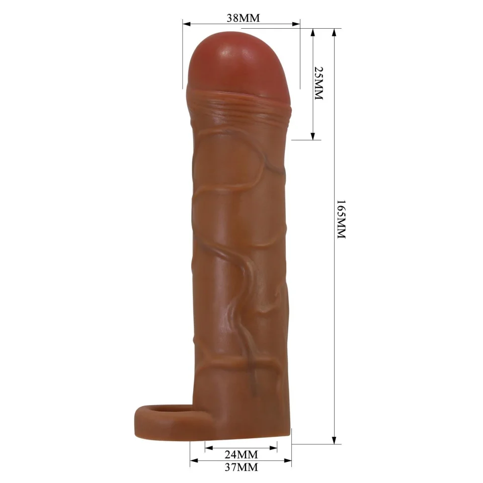 #12037 - 2,5 cm Dolgulu Melez Rengi Silikon Halkalı Penis Kılıfı - Bunion