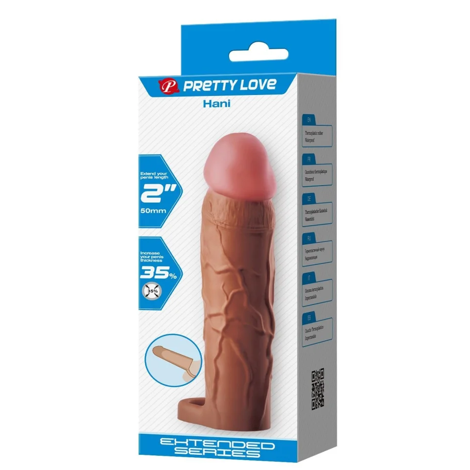 #12042 - 5 cm Dolgulu Premium Melez Rengi Silikon Halkalı Penis Kılıfı - Hani