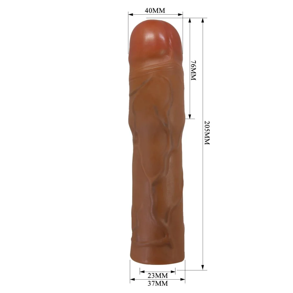 #12043 - 7,6 cm Dolgulu Premium Melez Rengi Silikon Penis Kılıfı - Kylian