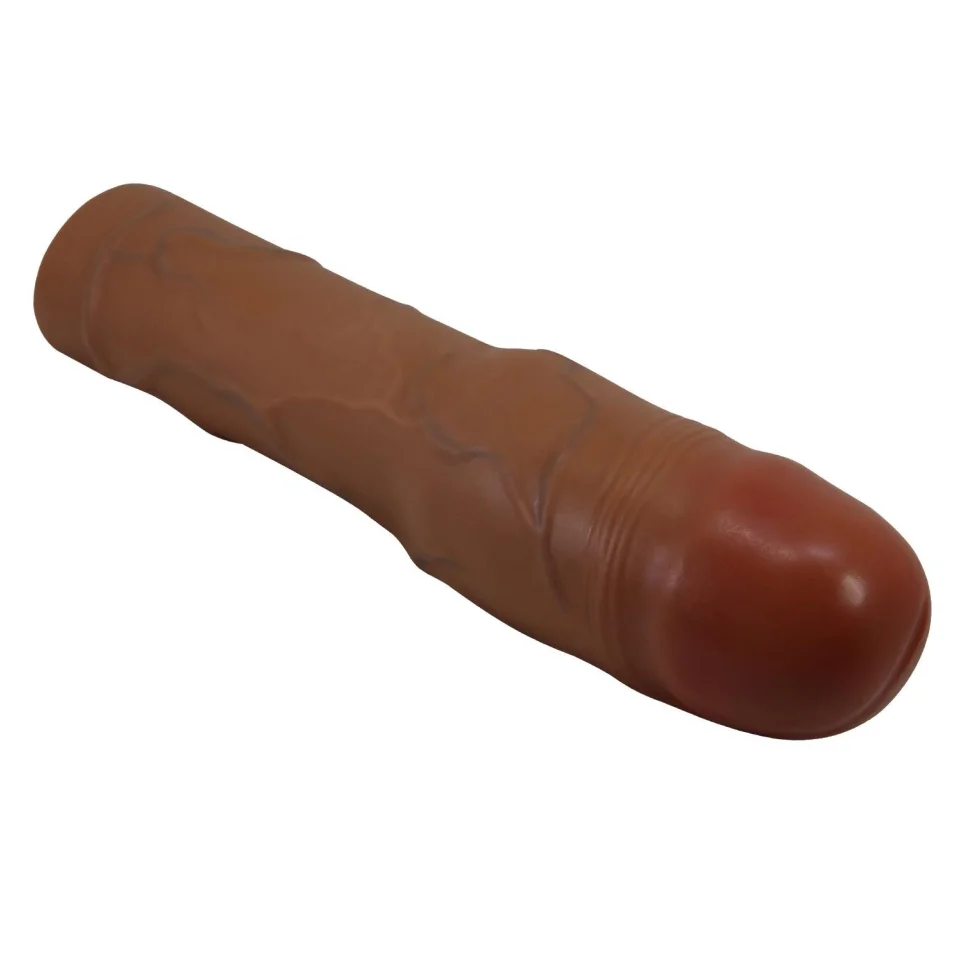 #12044 - 7,6 cm Dolgulu Premium Melez Rengi Silikon Penis Kılıfı - Kylian