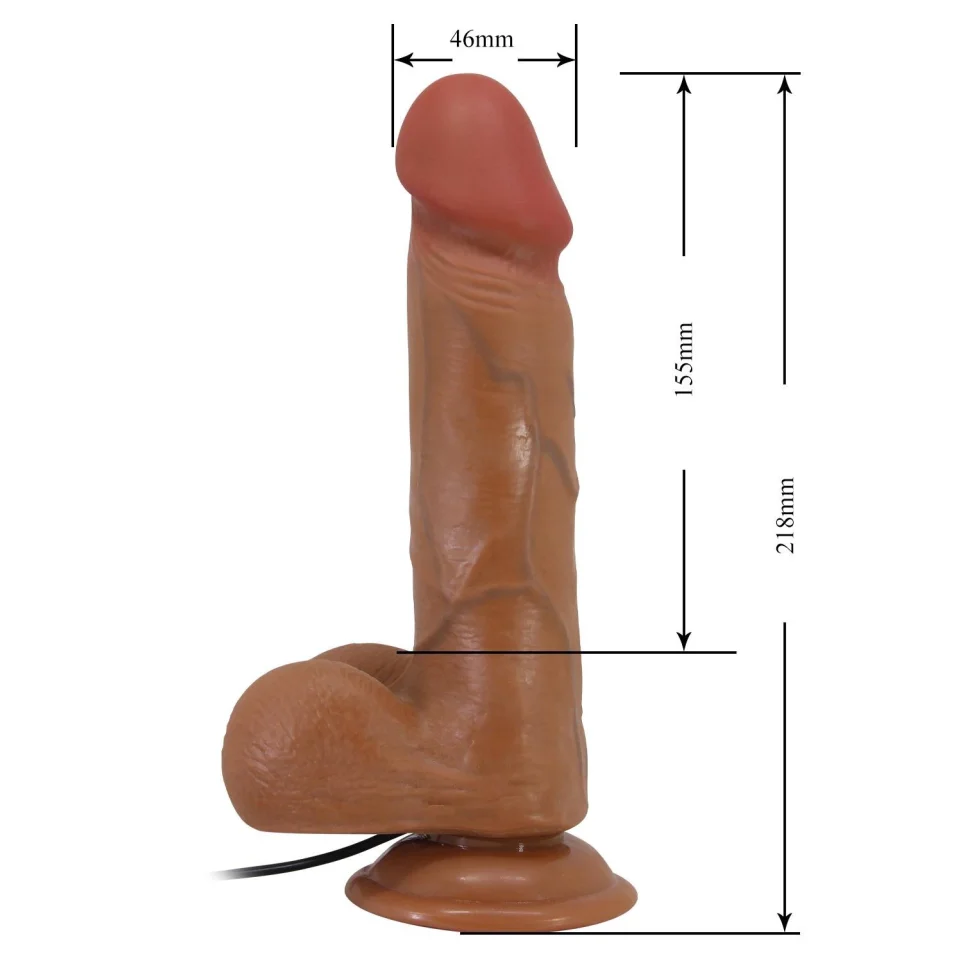 #12070 - 21,8 cm Çift Katmanlı Gerçekçi Titreşimli Dildo Vibratör Penis-Bahamut