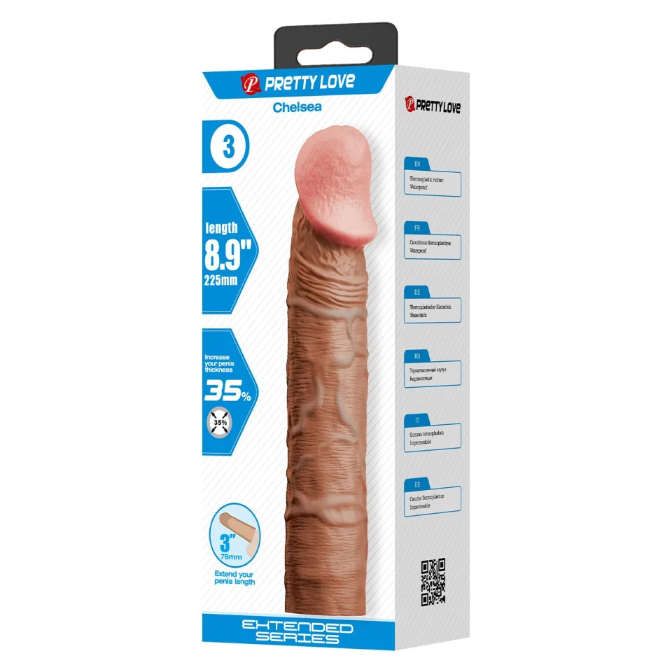 #12092 - 7,6 cm Dolgulu Premium Melez Rengi Silikon Penis Kılıfı - Chelsea