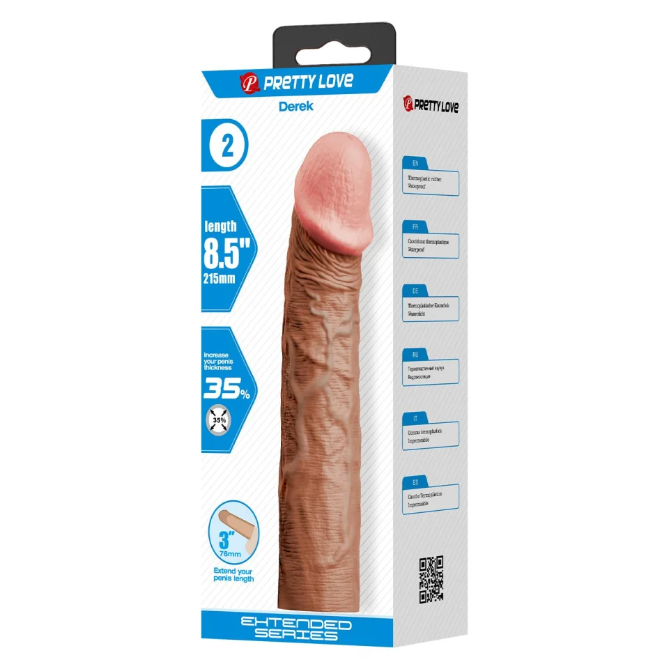 #12105 - 7,6 cm Dolgulu Premium Melez Rengi Silikon Penis Kılıfı - Derek