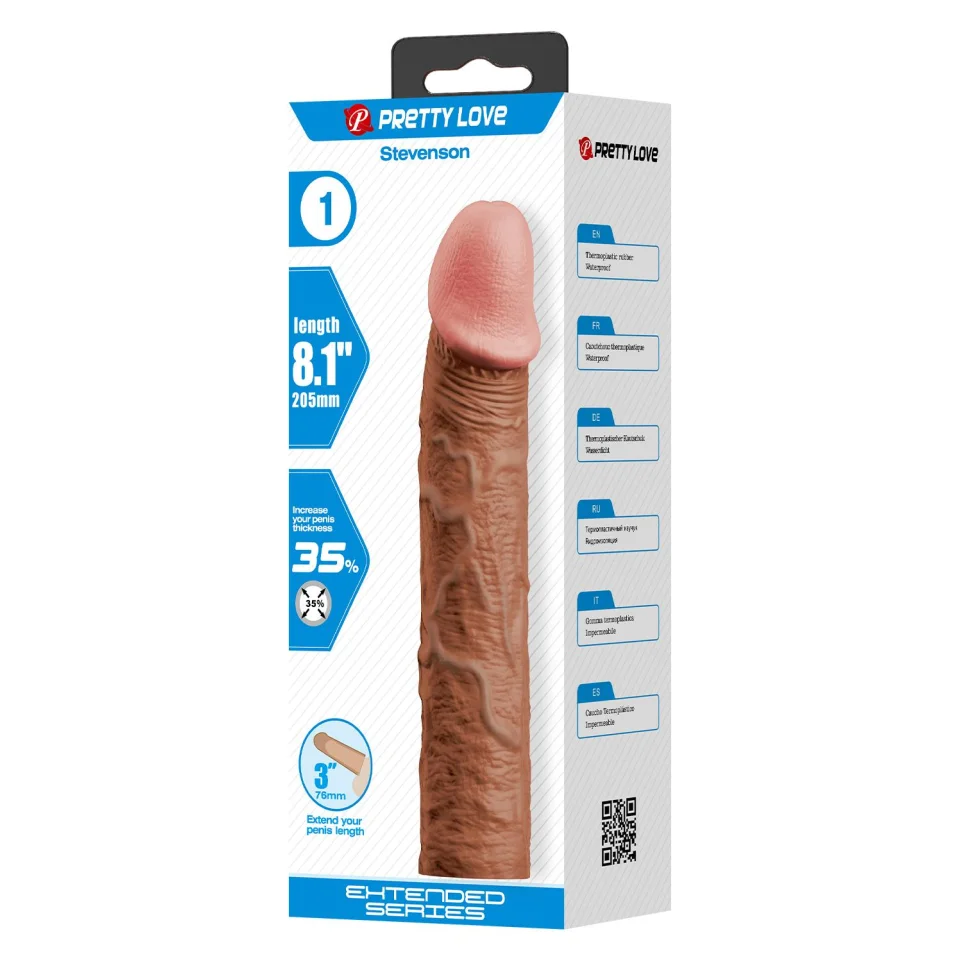 #12118 - 7,6 cm Dolgulu Premium Melez Rengi Silikon Penis Kılıfı - Stevenson