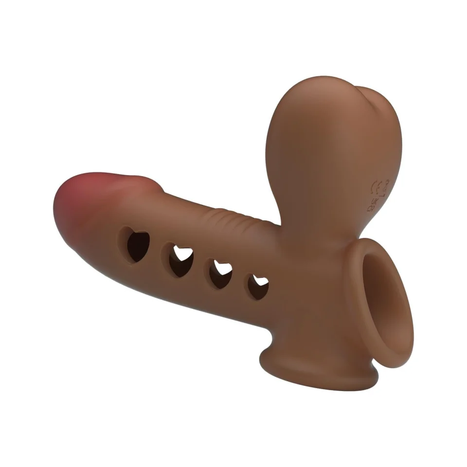 #12122 - Hava Yastıklı Premium Melez Rengi Silikon Penis Kılıfı - Tyronn