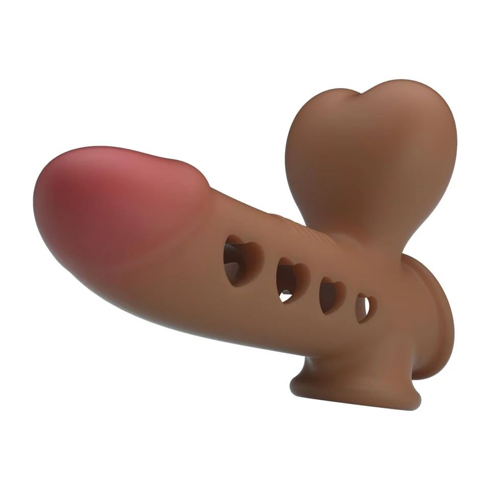 #12123 - Hava Yastıklı Premium Melez Rengi Silikon Penis Kılıfı - Tyronn