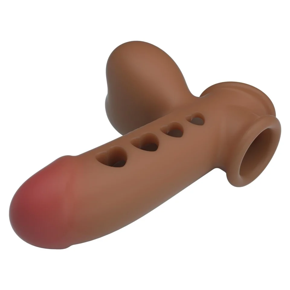 #12125 - Hava Yastıklı Premium Melez Rengi Silikon Penis Kılıfı - Tyronn