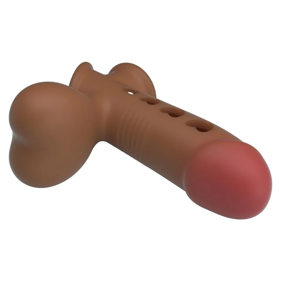 #12128 - Hava Yastıklı Premium Melez Rengi Silikon Penis Kılıfı - Tyronn