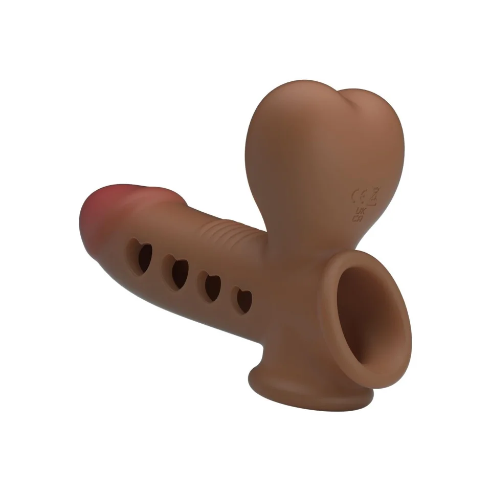 #12130 - Hava Yastıklı Premium Melez Rengi Silikon Penis Kılıfı - Tyronn