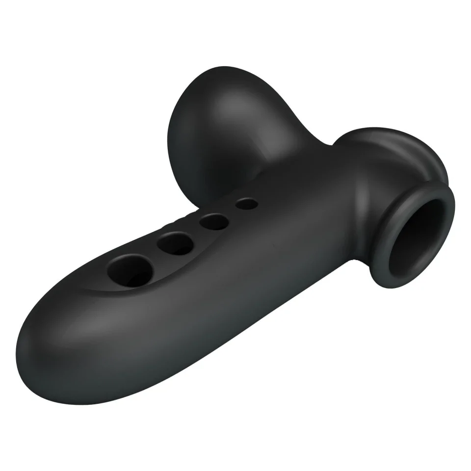 #12132 - Hava Yastıklı Premium Zenci Siyah Silikon Penis Kılıfı - Crane