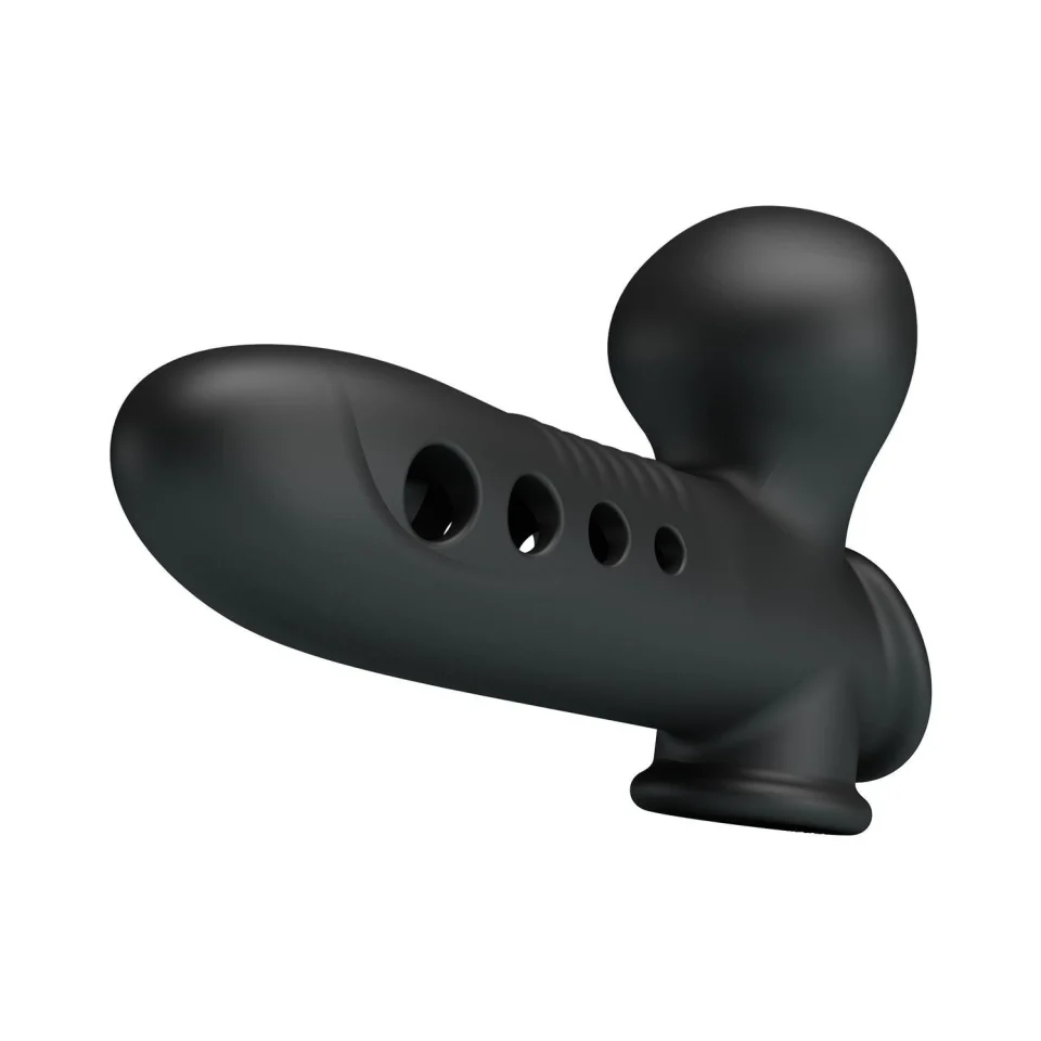 #12136 - Hava Yastıklı Premium Zenci Siyah Silikon Penis Kılıfı - Crane