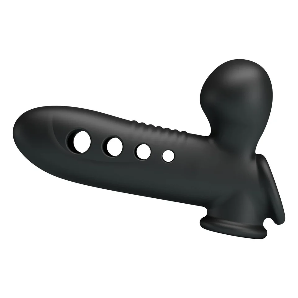 #12137 - Hava Yastıklı Premium Zenci Siyah Silikon Penis Kılıfı - Crane