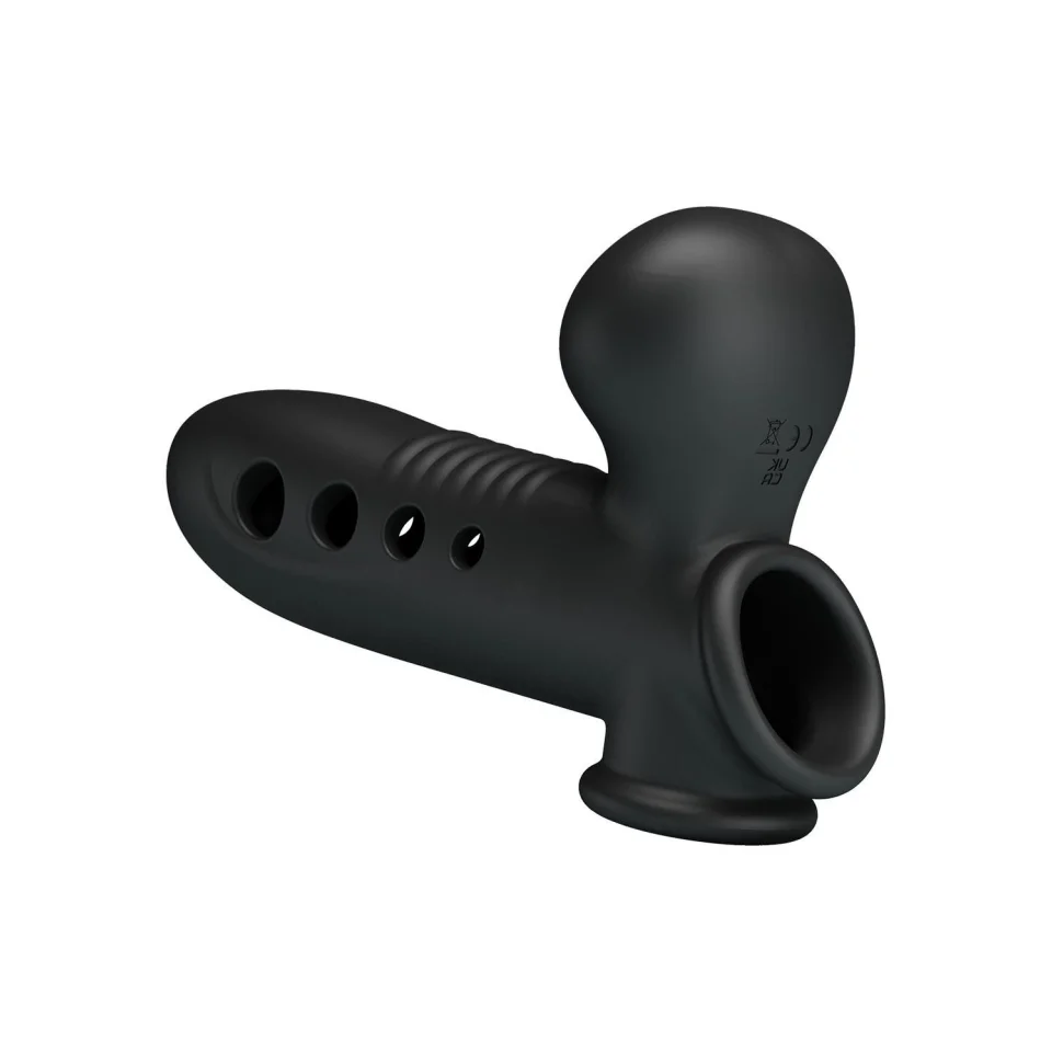 #12138 - Hava Yastıklı Premium Zenci Siyah Silikon Penis Kılıfı - Crane