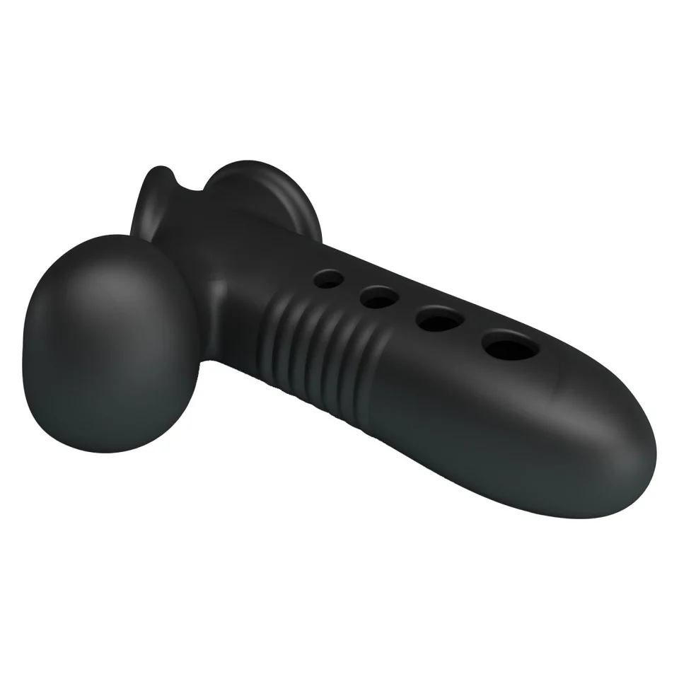 #12135 - Hava Yastıklı Premium Zenci Siyah Silikon Penis Kılıfı - Crane