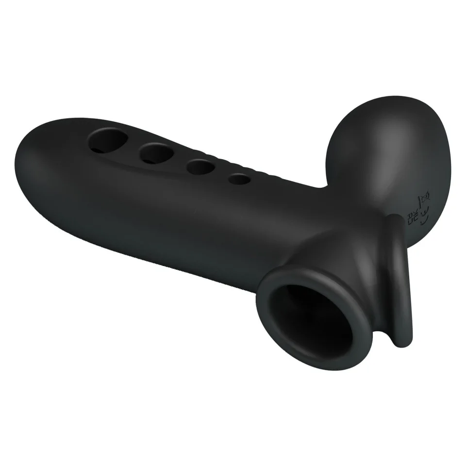 #12133 - Hava Yastıklı Premium Zenci Siyah Silikon Penis Kılıfı - Crane