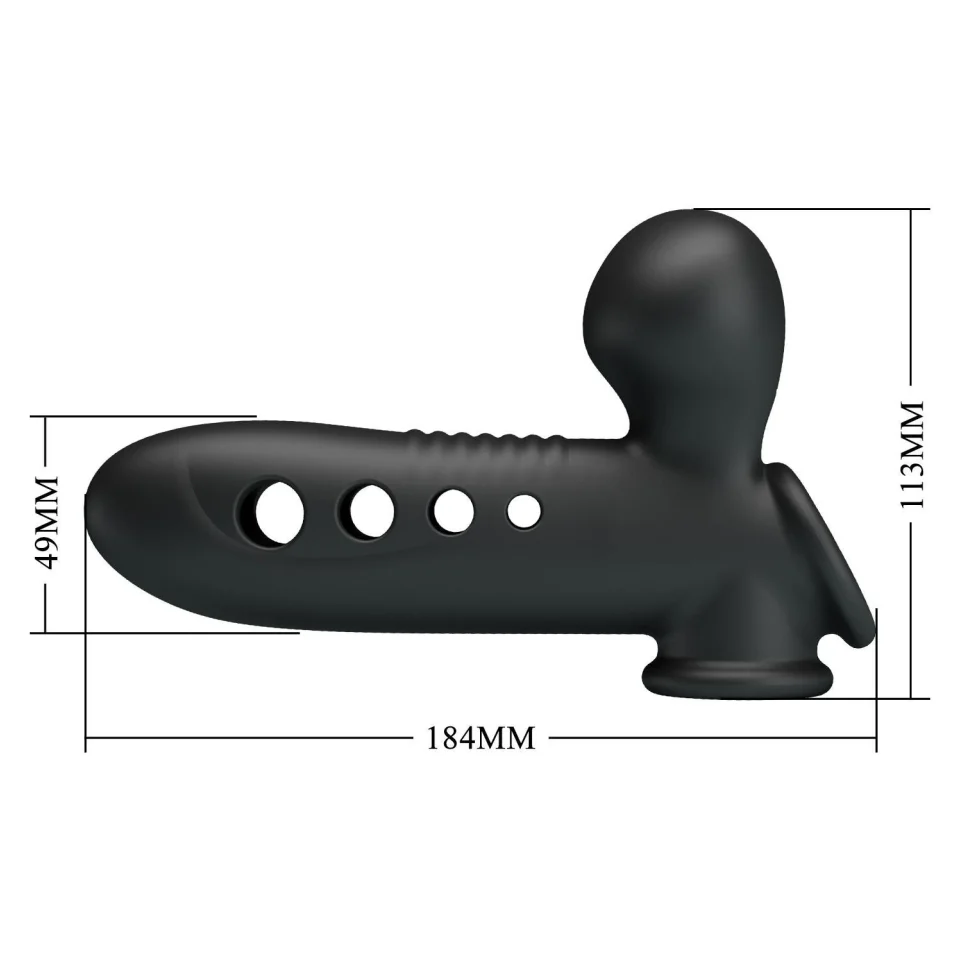 #12139 - Hava Yastıklı Premium Zenci Siyah Silikon Penis Kılıfı - Crane