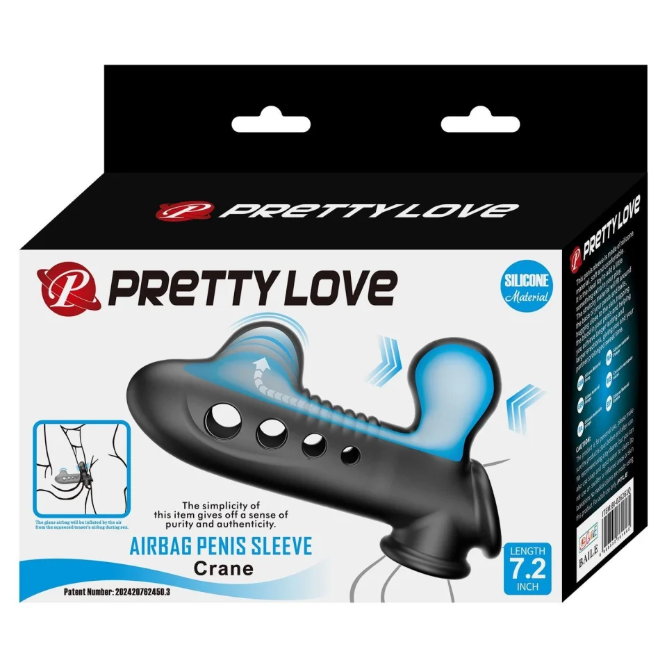 #12140 - Hava Yastıklı Premium Zenci Siyah Silikon Penis Kılıfı - Crane