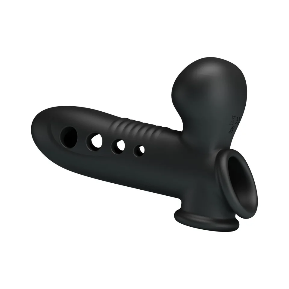 #12141 - Hava Yastıklı Premium Zenci Siyah Silikon Penis Kılıfı - Crane