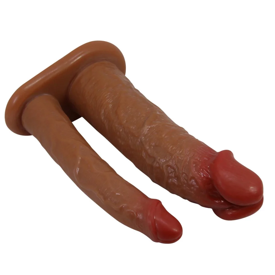 #12142 - 4 cm Uzatmalı Çiftli İçi Boş 17,5 cm Çatal Dildo Penis Kılıfı - Yairon