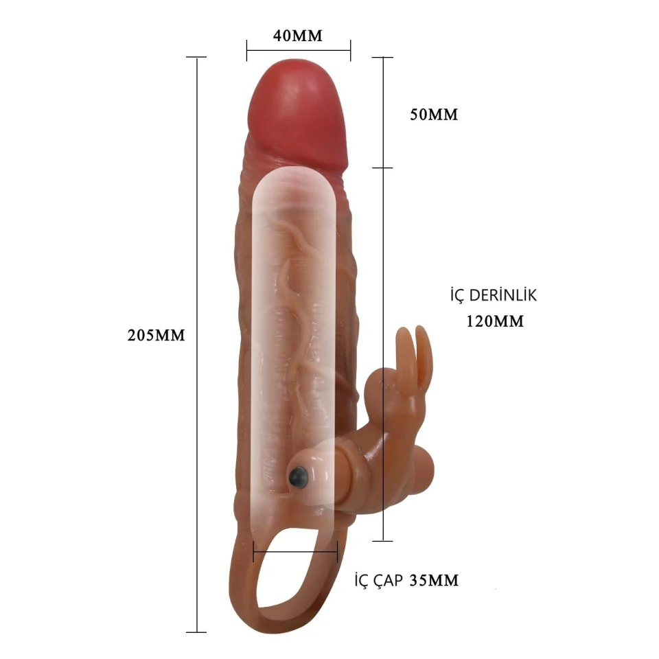 #12151 - 5 cm Dolgu Uzatmalı Titreşimli Penis Kılıfı - Osmar