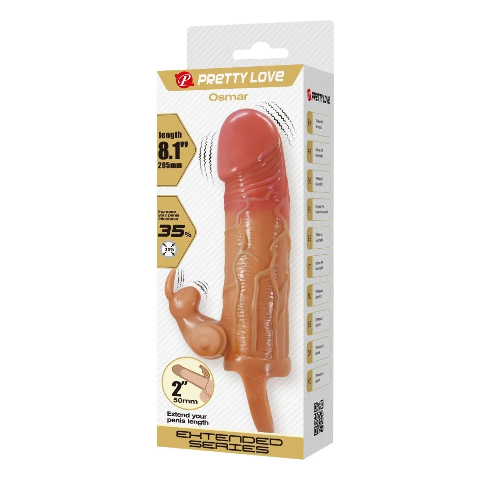 #12154 - 5 cm Dolgu Uzatmalı Titreşimli Penis Kılıfı - Osmar