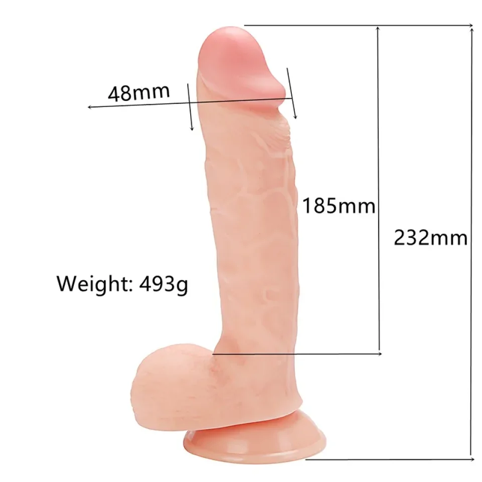 #12161 - 23 Cm Gerçekçi Testisli Kalın Dildo