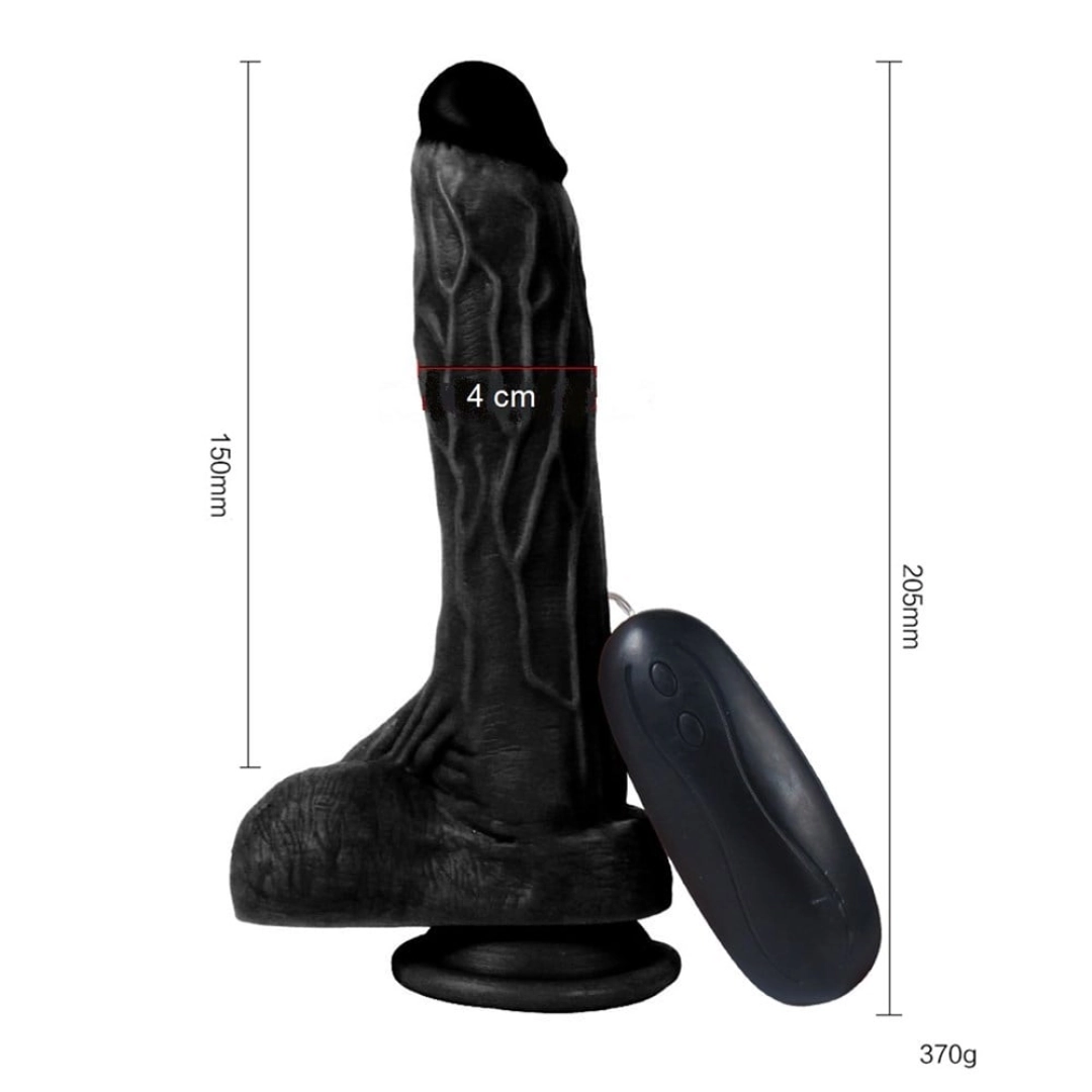 #12568 - 20,5 cm Titreşimli Gerçekçi Silikon Vantuzlu Zenci Penis