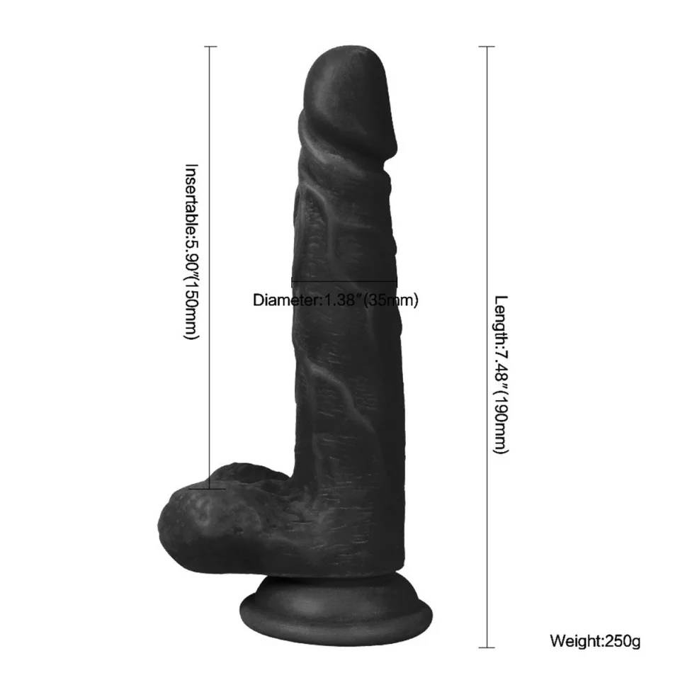 #1180 - 19 cm Gerçekçi Vantuzlu Zenci Dildo Penis
