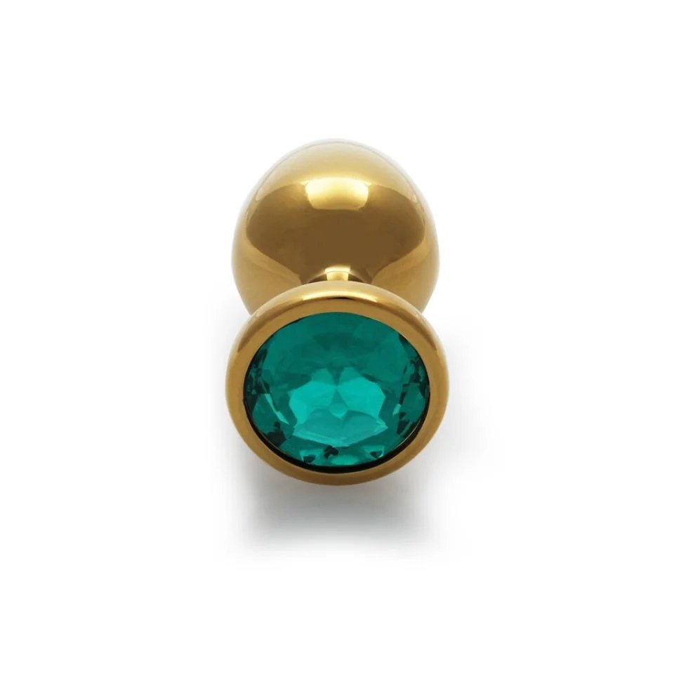 #12220 - Altın Gold Çelik Kristal Taşlı Anal Plug Küçük Boy