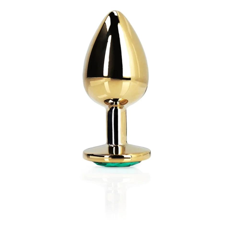 #12221 - Altın Gold Çelik Kristal Taşlı Anal Plug Küçük Boy