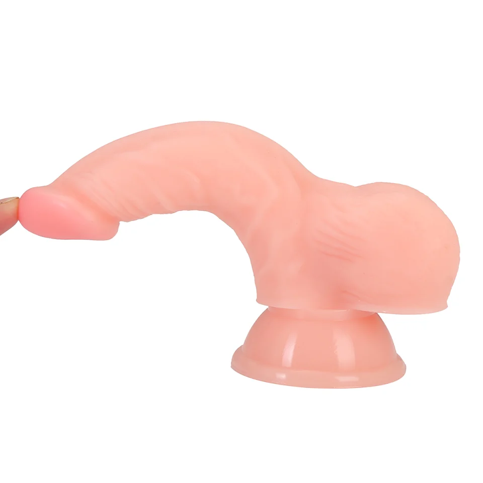 #12269 - 17 Cm Vantuzlu Gerçekçi Eğik Dildo Penis