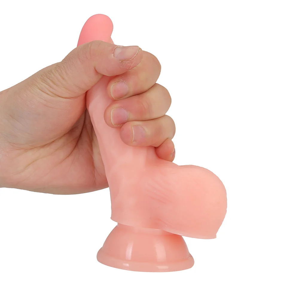 #12270 - 17 Cm Vantuzlu Gerçekçi Eğik Dildo Penis