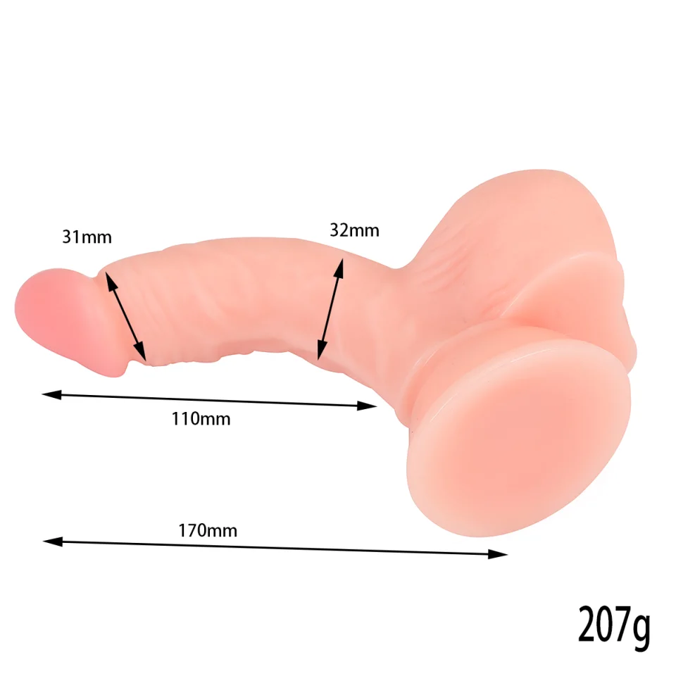 #12267 - 17 Cm Vantuzlu Gerçekçi Eğik Dildo Penis