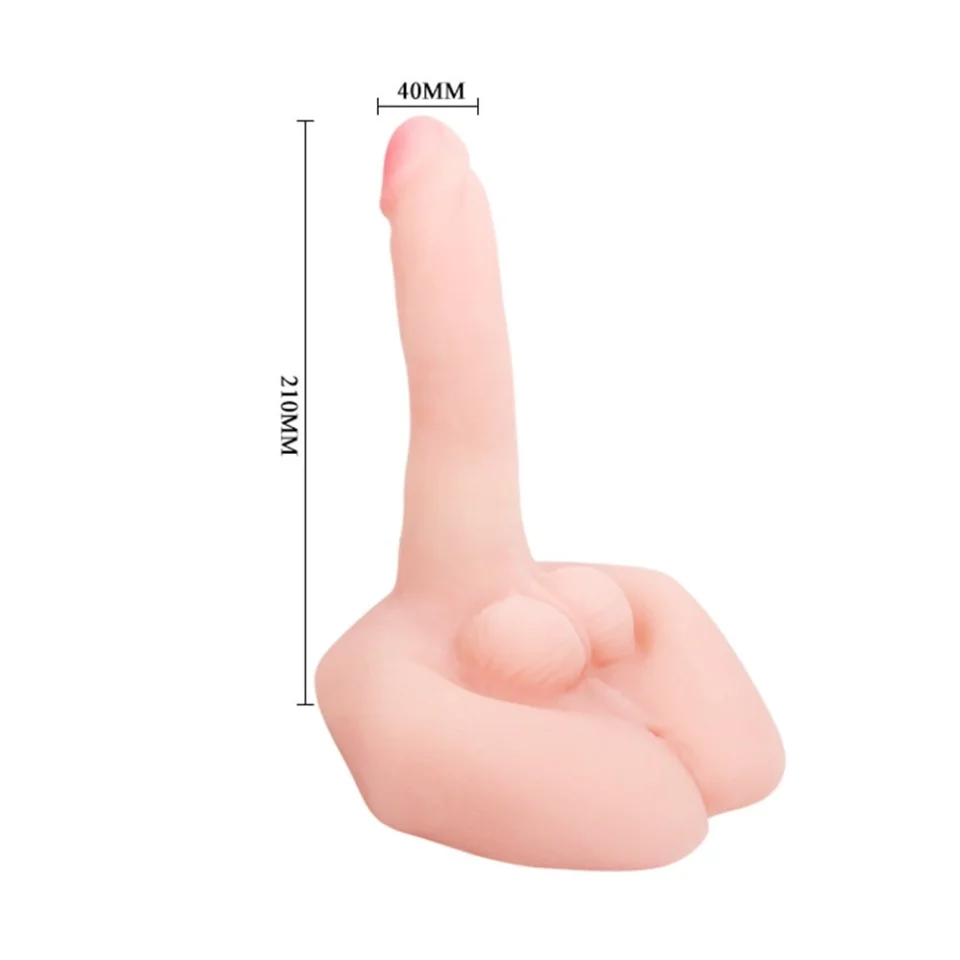 #1211 - 21 cm Oynar Başlı Titreşimli Sesli Çift Girişli Vibratör Masturbatör