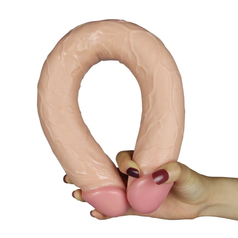#1235 - 43 cm Çift Taraflı Realistik Dildo Anal Vajinal Penis