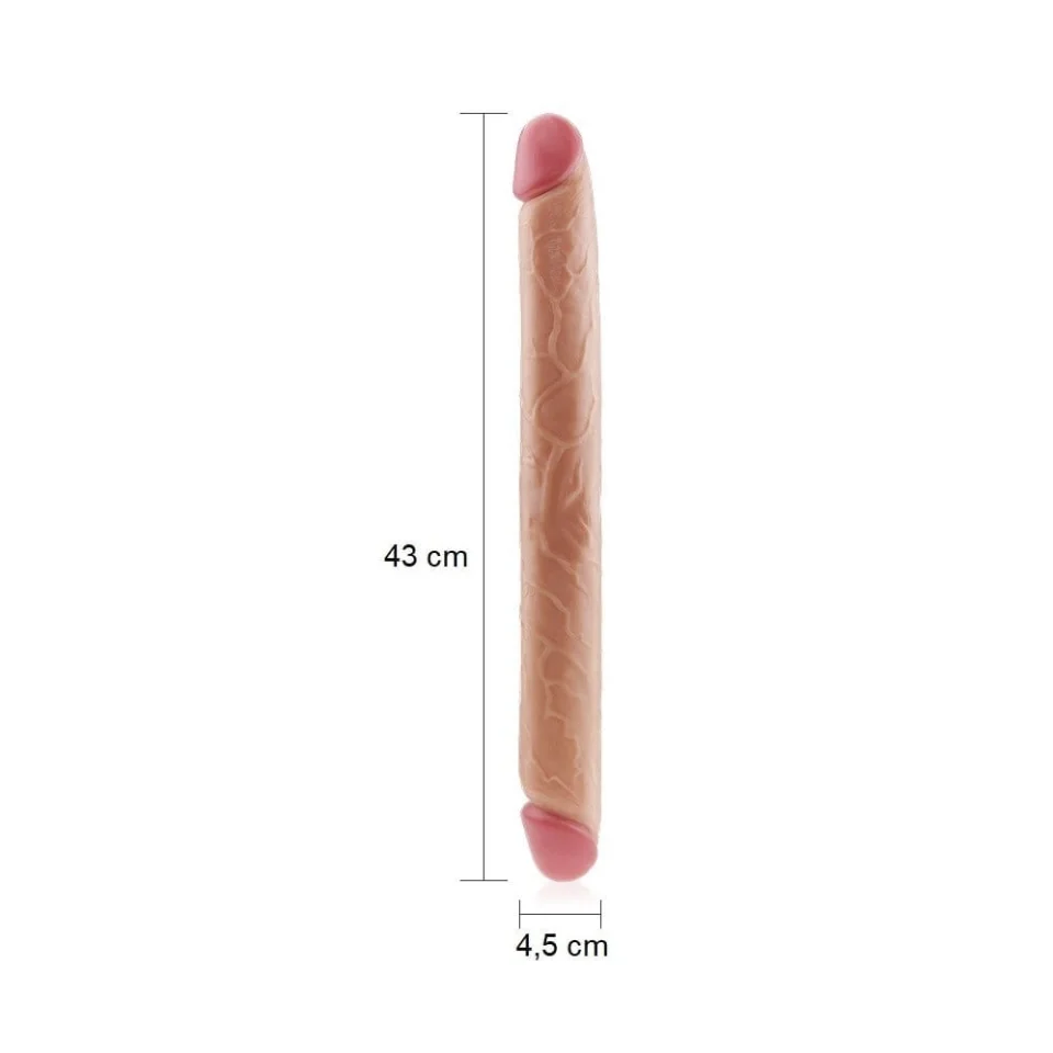 #1237 - 43 cm Çift Taraflı Realistik Dildo Anal Vajinal Penis