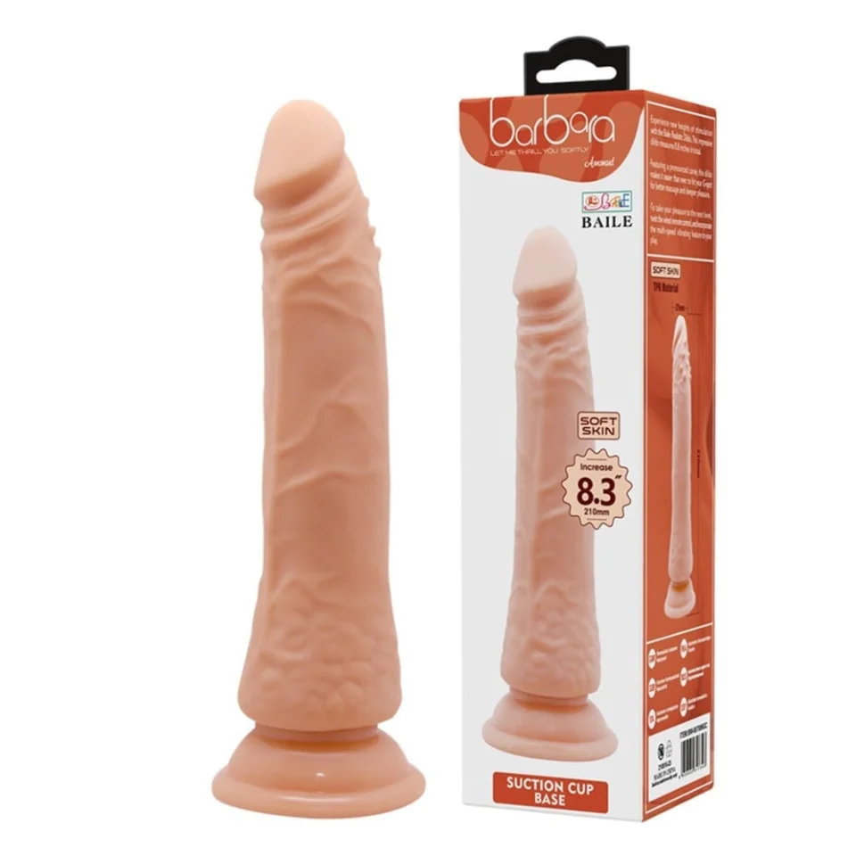 #1243 - 20 cm Vantuzlu Kıkırdaklı Testissiz Realistik Anal Dildo Penis