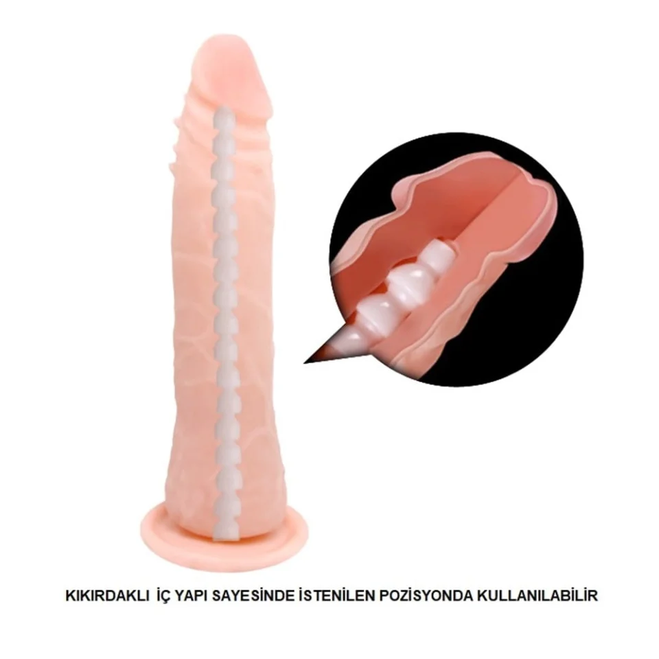 #1247 - 20 cm Vantuzlu Kıkırdaklı Testissiz Realistik Anal Dildo Penis