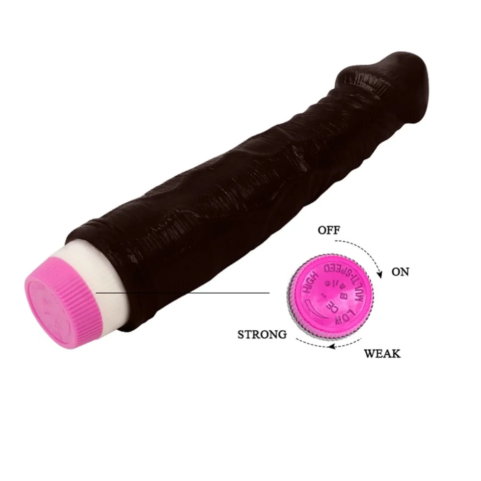 #1258 - 23 cm Titreşimli Realistik Vibratör Zenci Penis Dildo