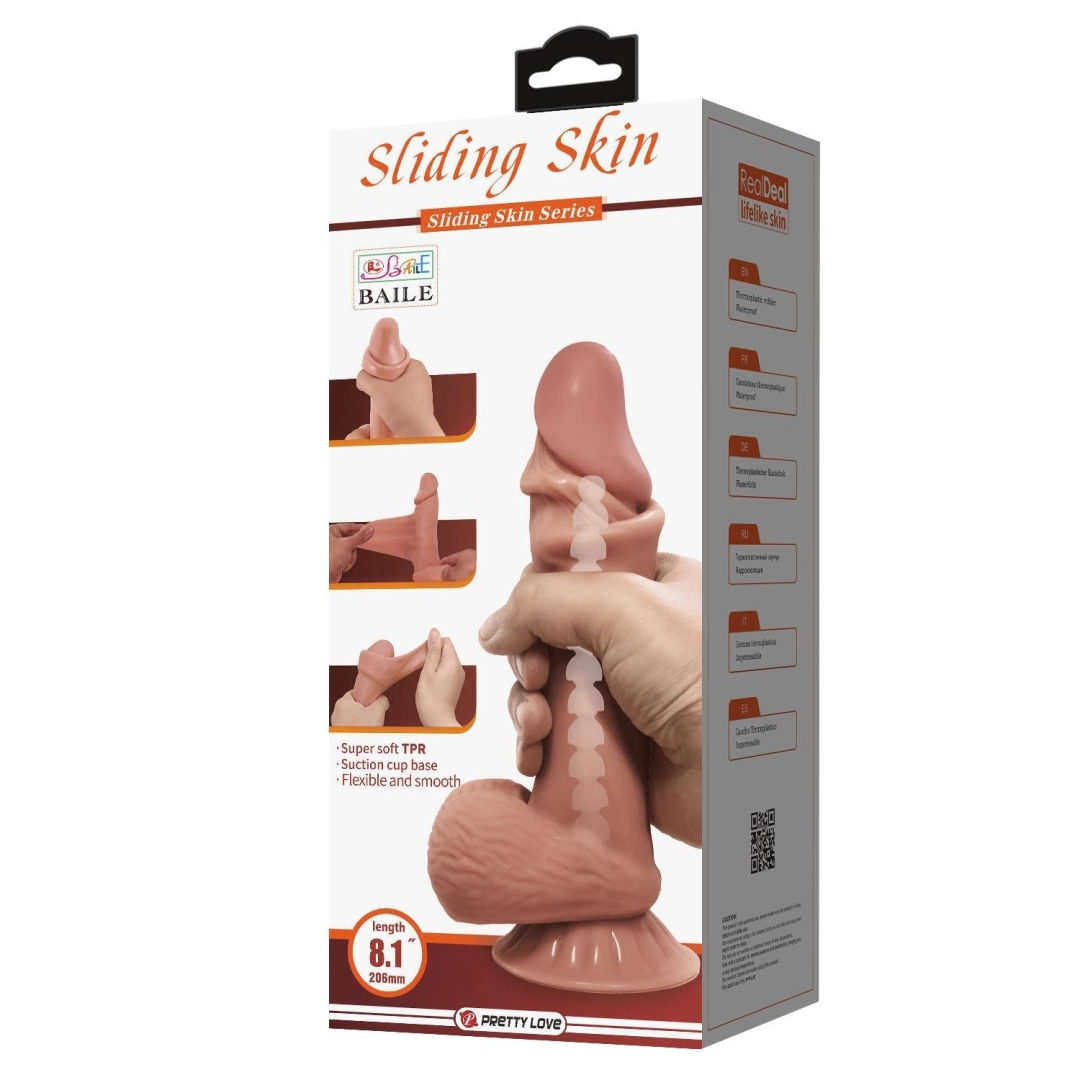 #12499 - 21,8 cm Kıkırdak Yapılı &Ccedil;ift Katmanlı Ger&ccedil;ek&ccedil;i Melez Dildo Penis
