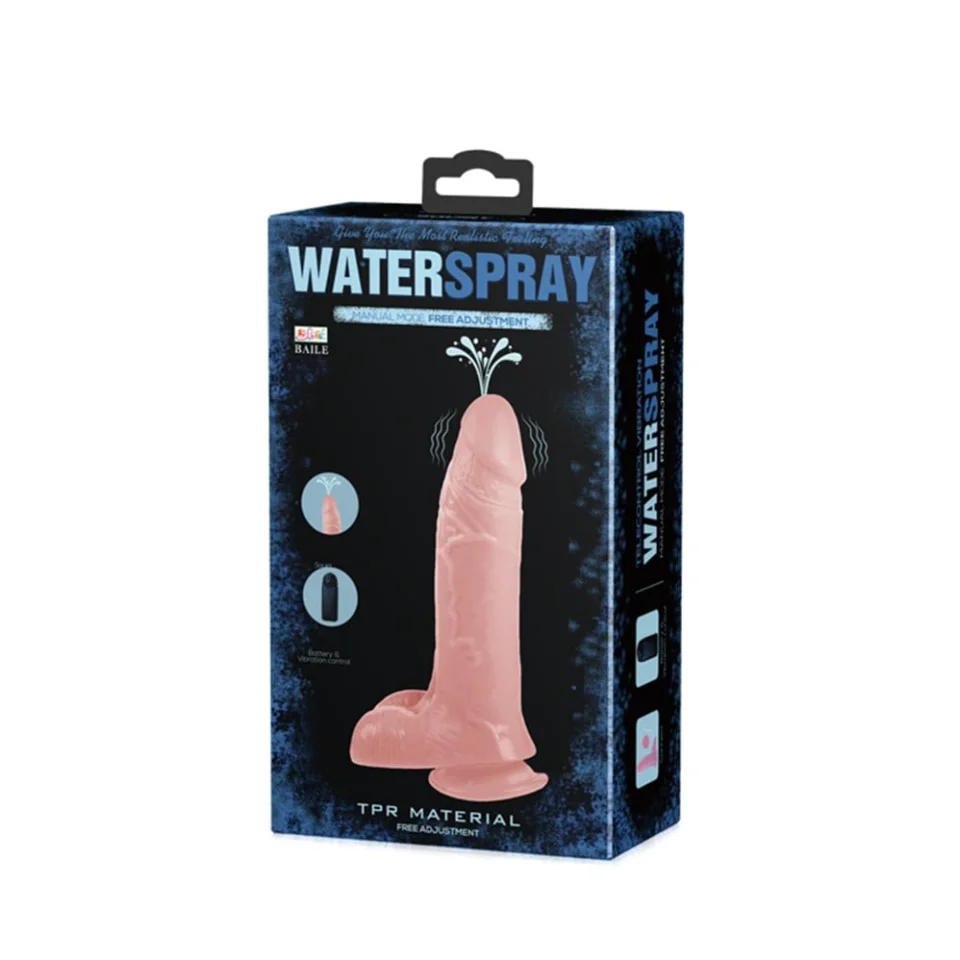 #1302 - 19,3 cm Su Fışkırtmalı Realistik Titreşimli Penis Anal Vajinal Dildo