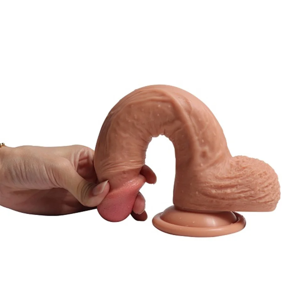 #1312 - 22 cm Et Dokulu Realistik Penis Vantuzlu Kalın Dildo