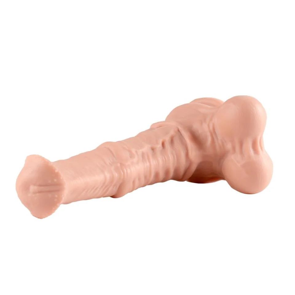 #110 - 24 cm Et Dokulu Gerçekçi Çift Katmanlı Sünnetsiz Silikon Penis