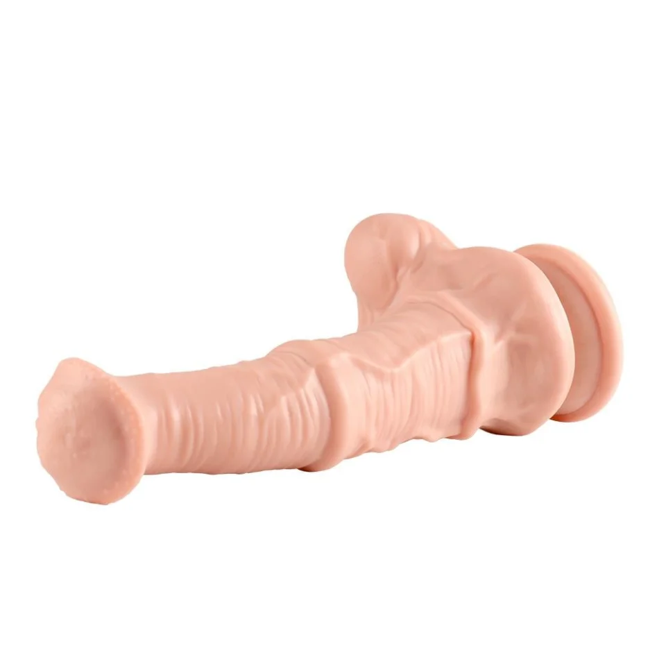 #116 - 24 cm Et Dokulu Gerçekçi Çift Katmanlı Sünnetsiz Silikon Penis