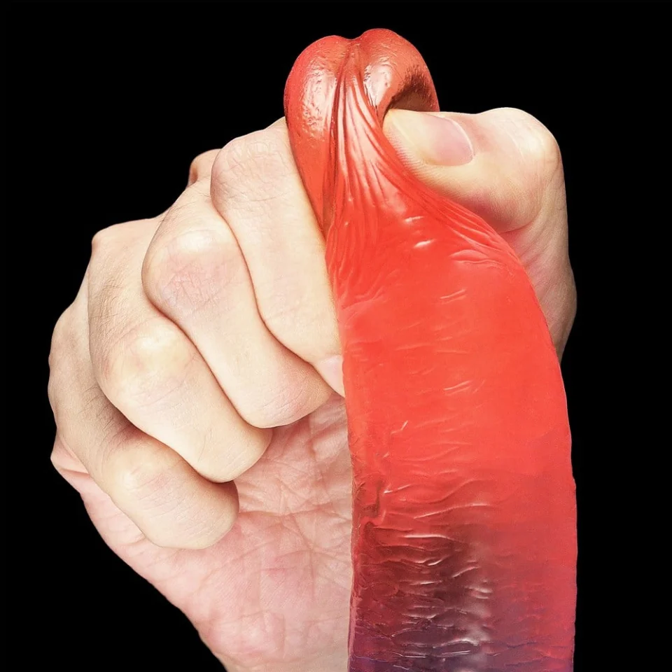 #1323 - 19 cm Çift Renkli Realistik Vantuzlu Dildo Penis